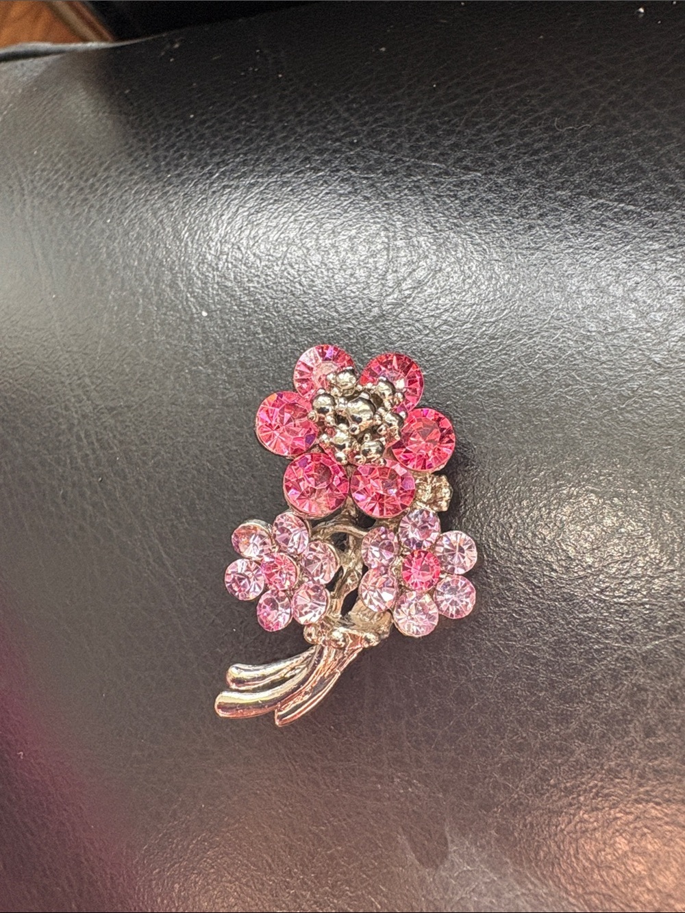 Vintage Pink And Purple Crystal Flower Brooch - Rare Find This Condition - Picture 3 of 6